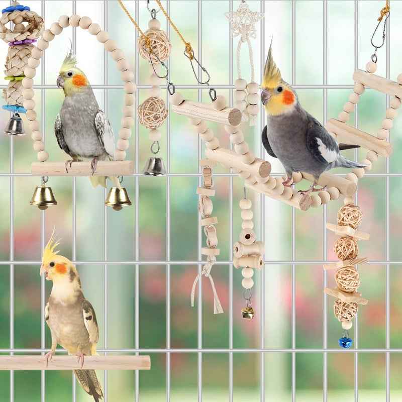 lovyoCoCo Bird Parrot Swing Toys, Chewing Standing Hanging Perch Hammock Climbing Ladder Bird Cage Toys for Budgerigar, Parakeet, Conure, Cockatiel, Mynah, Love Birds, Finches and Other Small to Medium Birds - Image 2